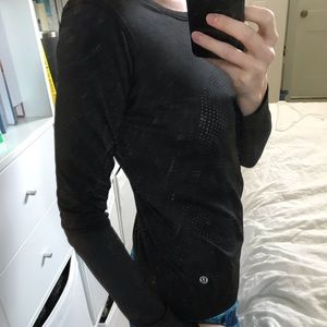 Lululemon, long sleeve, black workout top